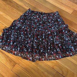 Divided Black and Red Floral Skater Skirt